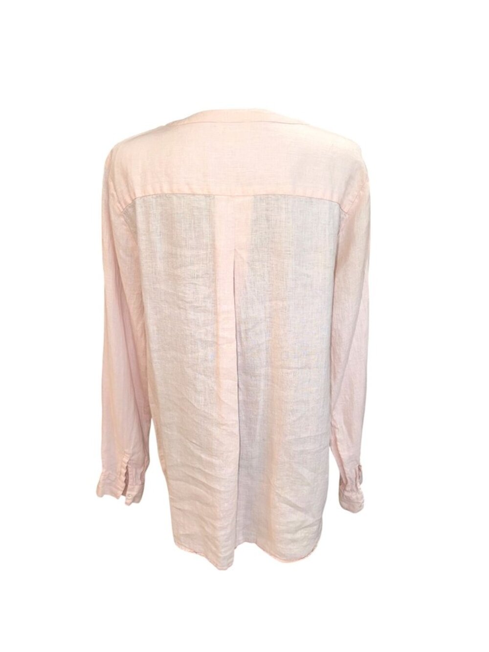 Sundance Pale Pink 100% Linen Lagenlook Coastal Money Pintuck Blouse Womens L - Picture 3 of 11